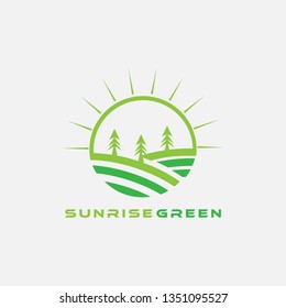 sunrise green logo icon vector design 