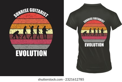 Sunrise guitarist evolution t shirt design is a vintage style t shirt design.