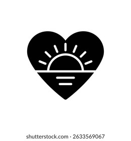 Sunrise from Heart Symbolizing a New Day and Fresh Start