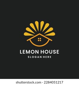 Sunrise Home with Slice Lime Orange for Real Estate logo design