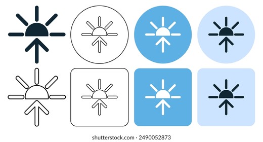 Sunrise horizon sun up weather, day, morning arrow up Summer weather icon symbol stroke line and glyph