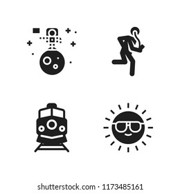 sunrise icon. 4 sunrise vector icons set. sun, conquer and jogging icons for web and design about sunrise theme