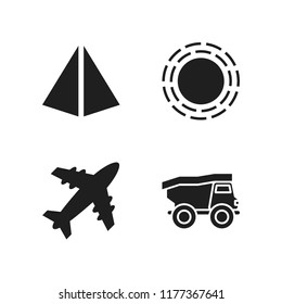 sunrise icon. 4 sunrise vector icons set. pyramid, truck and sun icons for web and design about sunrise theme