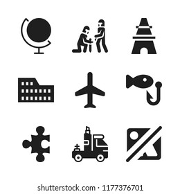 sunrise icon. 9 sunrise vector icons set. truck, fishing and landscape icons for web and design about sunrise theme