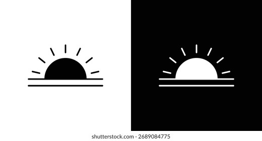 Sunrise icon. The black silhouette vector