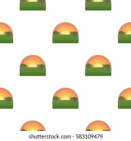 Sunrise icon in cartoon style isolated on white background. Weather pattern stock vector illustration.