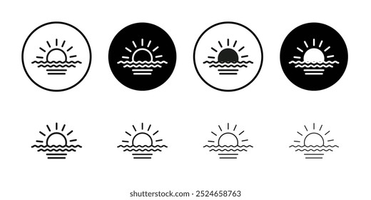 Sunrise icon Collection of flat thin outline vector