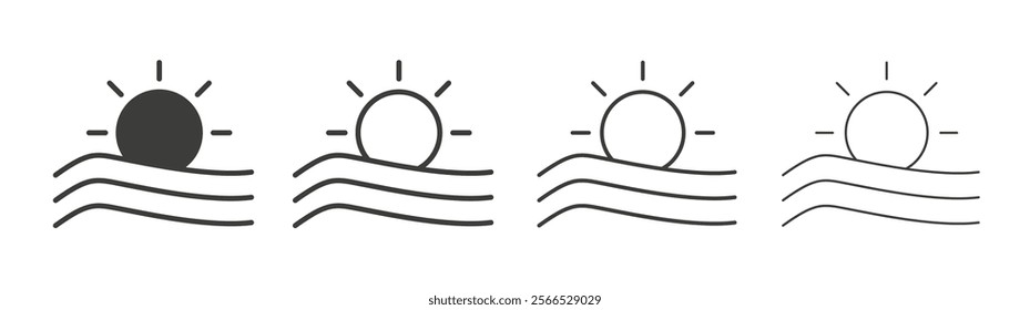 Sunrise icon collection for website design, app, UI design.