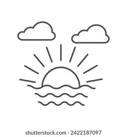 Sunrise icon, dawn, morning, sun, horizon thinline icon, editable vector icon, pixel perfect, illustrator ai file