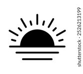 A sunrise icon depicting the sun rising over the horizon, symbolizing a new day and fresh beginnings.