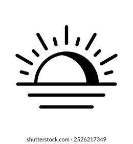 A sunrise icon depicting the sun rising over the horizon, symbolizing a new day and fresh beginnings.