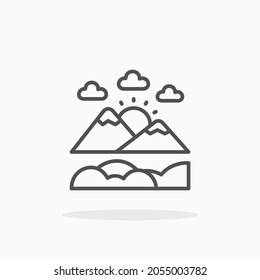 Sunrise icon. Editable Stroke and pixel perfect. Outline style. Vector illustration.