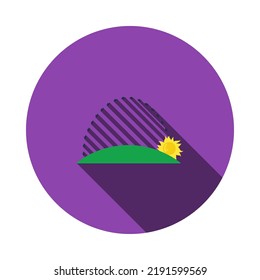 Sunrise Icon. Flat Circle Stencil Design With Long Shadow. Vector Illustration.