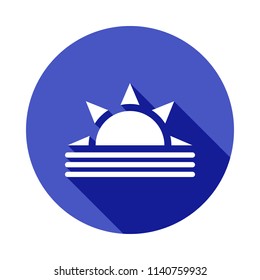 Sunrise icon in Flat long shadow style