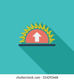 Sunrise icon. Flat vector related icon with long shadow for web and mobile applications. It can be used as - logo, pictogram, icon, infographic element. Vector Illustration.