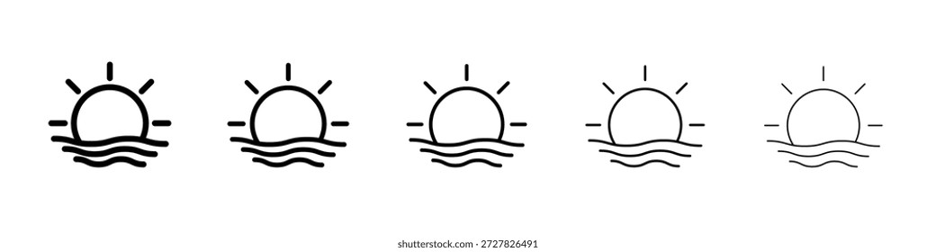 Icono de la salida del sol para los Diseños gráficos. Diseño de Vector de iconos