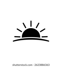 Sunrise Icon with Half Sun Over Horizon