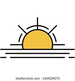 Sunrise icon lineal color vector illustration 