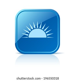 Sunrise icon on blue web button
