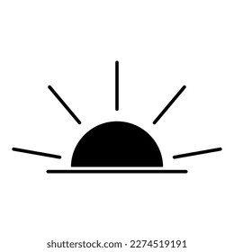 icono de salida del sol en el fondo de la luz. Ilustración vectorial.