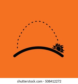 Sunrise icon. Orange background with black. Vector illustration.