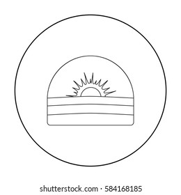 Sunrise icon in outline style isolated on white background. Weather symbol stock vector illustration.