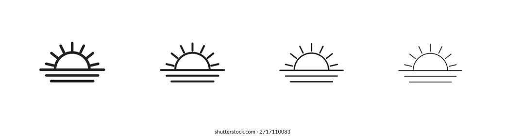 Sunrise icon outline symbol. Editable Stroke collection.