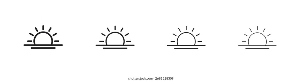 Sunrise icon outline vector pack. Best for web, mobile, ui