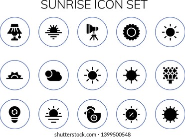 sunrise icon set. 15 filled sunrise icons.  Simple modern icons about  - Light, Sunrise, Sunset, Cloudy, Sun, Morning, Summer