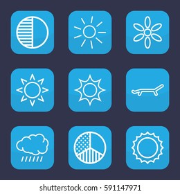 sunrise icon. Set of 9 outline sunrise icons such as sun