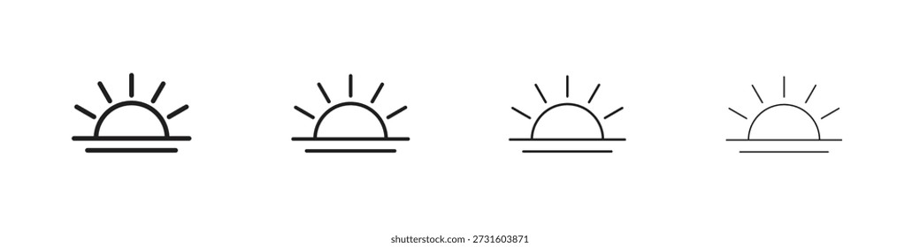 Sunrise icon set. editable stroke eps 10 vector illustration.