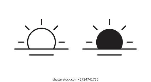 Vectores simples del icono de la salida del sol en negro, convenientes para los proyectos