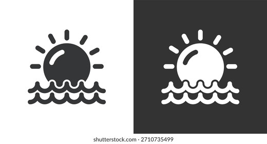 Icono de la salida del sol. Icono de la serie de glifos sólidos