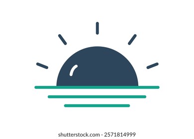 Sunrise icon. solid icon style. icon related to time and date. time elements vector illustration