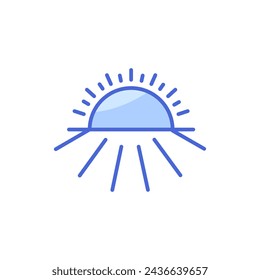 sunrise icon. Summer weather symbol,horizon logo illustration. Vector graphic isolated white background.