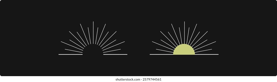 Sunrise Icon, Sun icons vector isolated, Sunshine vector sign.