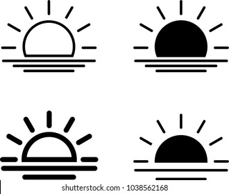 Sunrise Icon, Sun Rise Vector Art Illustration