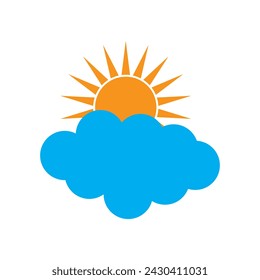 Icono del amanecer, icono del atardecer, diseño del vector de la nube para la aplicación, el sitio web, el logotipo. Puesta de sol sobre el mar. Icono de la salida del sol ilustración vectorial plana simple