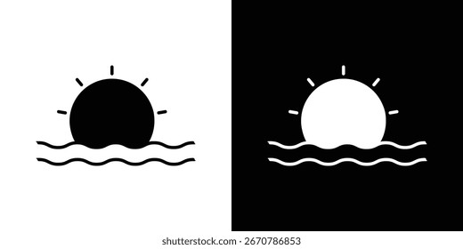 Colección del símbolo del icono de la salida del sol. Vector plano ilustración de stock.