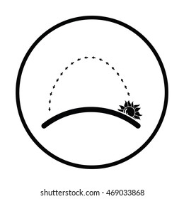 Sunrise icon. Thin circle design. Vector illustration.
