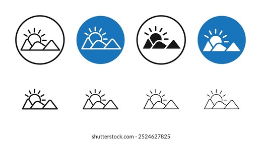 Sunrise icon Thin line art collection