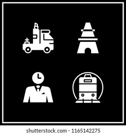 sunrise icon. This set with businessman thinking about time, truck, eiffel tower and train vector icons for mobile and web