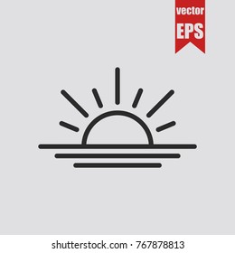 Sunrise icon in trendy isolated on grey background.Vector illustration.