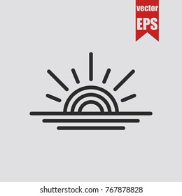 Sunrise icon in trendy isolated on grey background.Vector illustration.