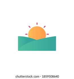 sunrise icon vector flat style design. colored weather icon. isolated on white background