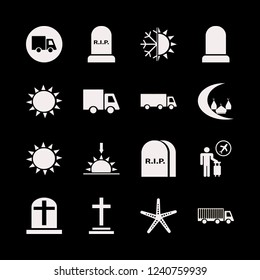 sunrise icon. sunrise vector icons set grave, snowflake sun, islamic mosque and starfish