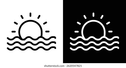 Vector del icono de la salida del sol, Plantilla del logotipo de la ilustración en estilo de moda