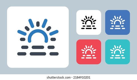 Sunrise icon - vector illustration . Sunrise, Sunset, Sun, Sunny, Weather, Forecast, Climate, Summer, morning, line, outline, flat, icons .