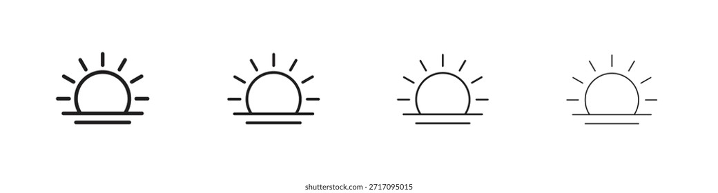 Ícone do nascer do sol. Pictogramas isolados por vetor.