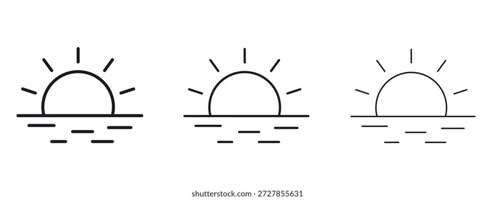 Plantilla de diseño de logotipo de Vector de icono de salida del sol. Gráficos de trazo editables.